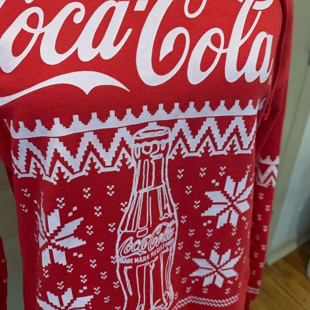 NWOT Coca Cola Hooded Drawstring Sweatshirt Dress XS - Picture 7 of 7